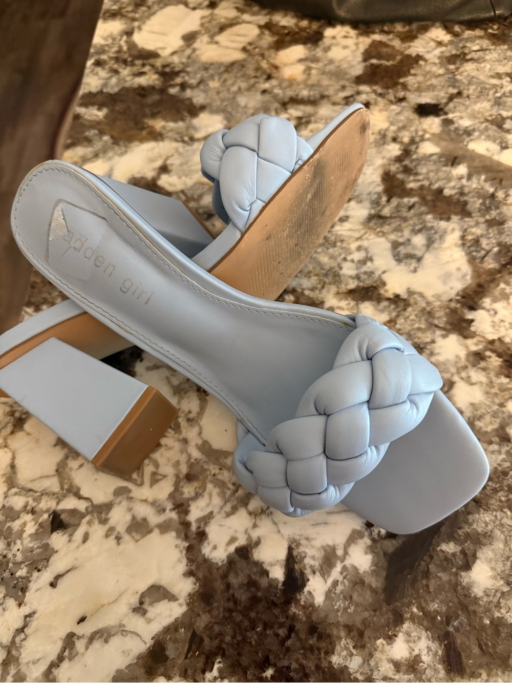 Steve Madden Light Blue Braided Block Heel Sandals
